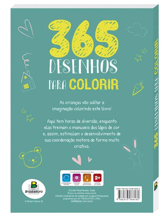 Livro De 365 Desenhos Para Colorir (Capa Azul) Todo Livro – Ref