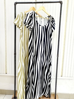 VESTIDO LARGO EVASE M/C (ZEBRA BICO)