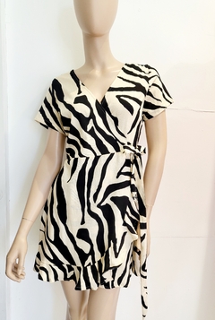 VESTIDO CRUZADO LINO ELASTIZ. (ZEBRA)