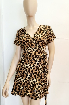 VESTIDO CRUZADO LINO ELASTZ. (ANIMAL PRINT)