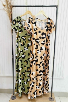 VESTIDO LARGO EVASE M/C (ANIMAL PRINT)