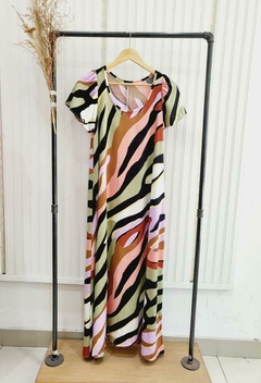 VESTIDO LARGO EVASE M/C (ZEBRA MULTI) - ivony