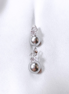 Aritos de plata 925 perla con cubic engarzado
