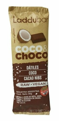 Barrita Coco & Choco - Datiles Coco Cacao Nibs LADDUBAR Vegana x 30 gr SIN TACC