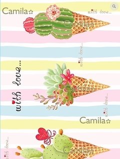 HELADO SUCULENTAS Y CACTUS - DECOUPAGE A4