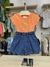 CONJUNTO BLUSA EM RIBANA E SHORT EM JEANS FEMININO na internet