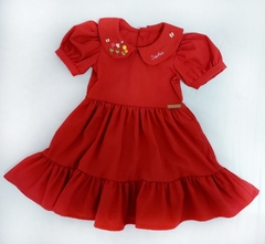 Vestido em linho Anastácia com gola bordada