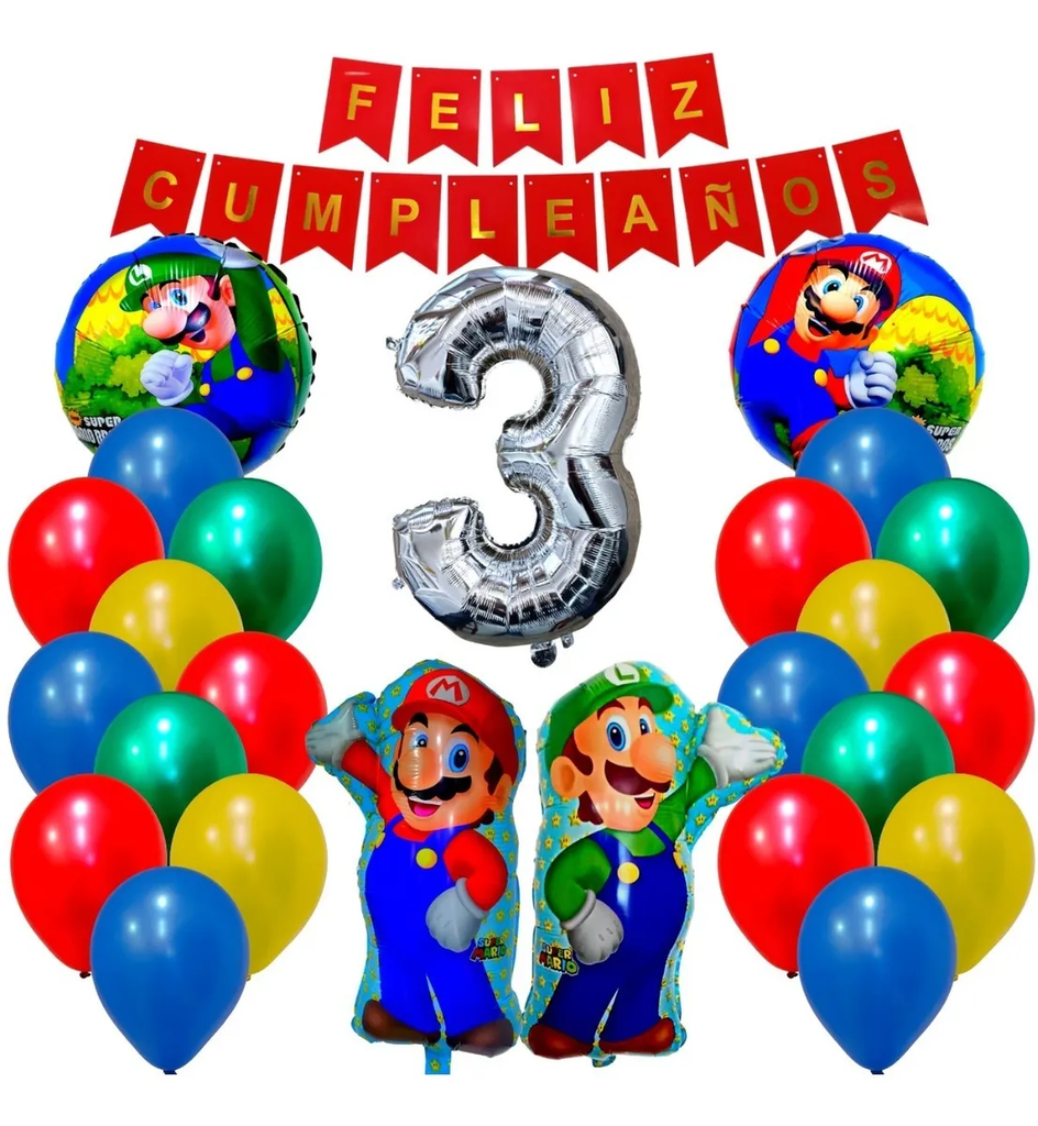 Globos De Cumpleaños Decoracion Fiesta Mario Bros Infantiles