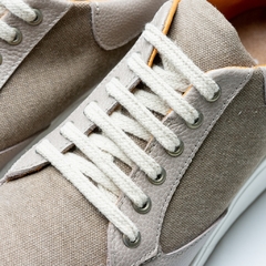 ZAPATILLAS DE VESTIR LONA Y CUERO - comprar online