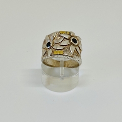 ANILLO PLATA 925 Y ORO FLORES