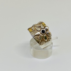 ANILLO PLATA 925 Y ORO FLORES - comprar online