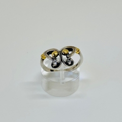 ANILLO PLATA 925 Y ORO MARIPOSA Y CUBIC