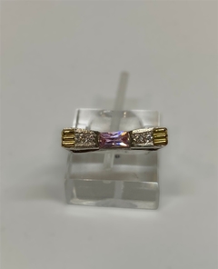 ANILLO DE PLATA Y ORO CON PIEDRA