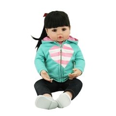 Bebê Boneca Reborn Com Cabelos Compridos Silicone Lançamento - comprar online