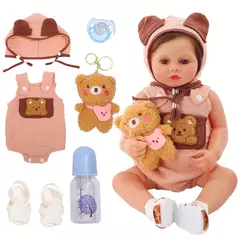 Boneca Bebê Reborn Menino Urso Corpo De Silicone Pode Tomar Banho