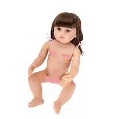 Boneca Bebê Reborn Cabelos Compridos Corpo Em Silicone Macio - comprar online