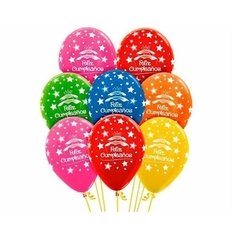 Globos de látex de Feliz cumple x10 multicolor