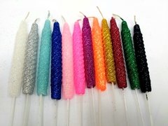 Velas palito con glitter