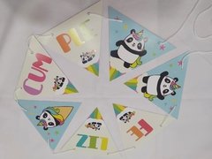 Banderin de feliz cumple de Panda unicornio