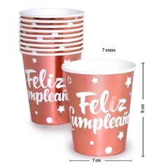 Vasos de Polipapel Rosa Gold x10