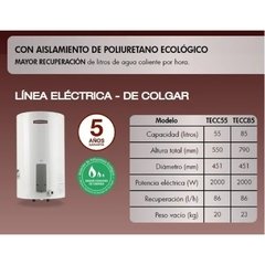 TERMOTANQUE 85LTS ELECTRICO COLGAR SHERMAN - comprar online