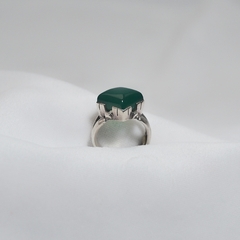 Anillo de plata 925 con piedra ágata verde