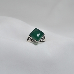 Anillo de plata 925 con piedra ágata verde - comprar online