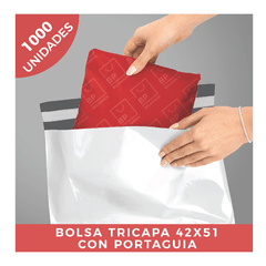 BOLSA ECOMMERCE TRICAPA CON PORTAGUIA TAMAÑO GRANDE 42X51 (1000)