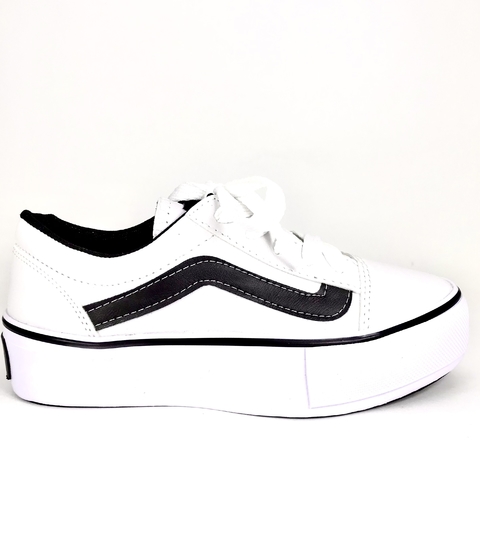 ZAPATILLAS TIPO VANS PLATAFORMA PU- TR 605 PU BLANCO