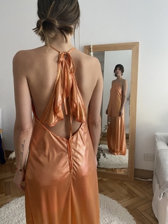 Vestido SARA largo (metalizado naranja)