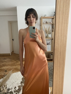 Vestido SARA largo (metalizado naranja) - Byfones