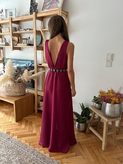 vestido tonia bordo (sedita arrugada) - tienda online