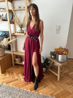 vestido tonia bordo (sedita arrugada)