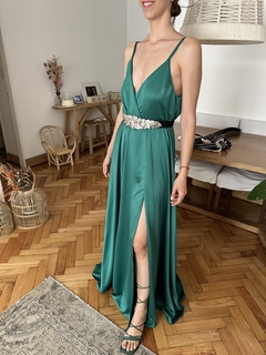 Vestido pampita verde pino (seda Gucci) - comprar online