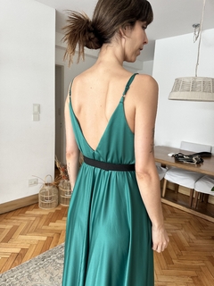 Vestido pampita verde pino (seda Gucci) - tienda online