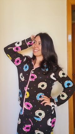 Pijama Donuts Black - NINA MIU  - íntimo e acessórios