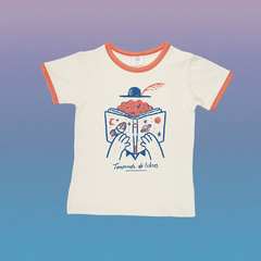 remera read a book - coral y crudo