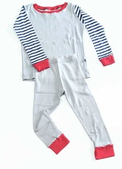 PIJAMA Gris con Mangas Rayada y puños Rojos - comprar online