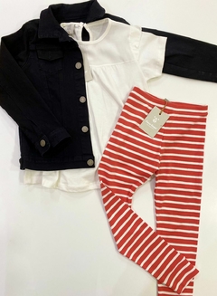 pantalón rayado rojo y crudo - comprar online