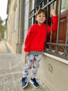 pantalón ojos rojo azul con frisa