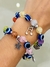 Pulseras de ojo turco multicolor con dijes