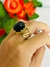 Anillo redondo facetado de Obsidiana - comprar online