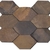  Pedra ferro ferrugem, formado por peças hexágonais aproximadamente de 10x10 cm, com alturas variáveis (alta e baixa). Telado em placas de 30x30 cm.