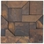 Pedra ferro ferrugem, cortada em pedaços de 5x5, 5x10 e 10x10 cm, o equilibrio dessa peça se dá por peças de linhas retas e inclinadas, com diferenças de altura. Peças de 30x30 cm.
