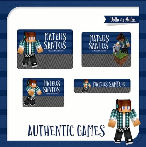 Etiquetas Personalizadas Escolares Video Game e Tag Mochila