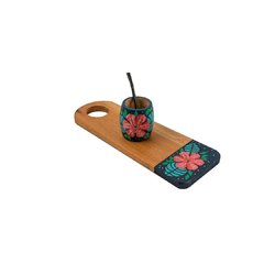 BANDEJA Nº10 C/ MATE MADERA PINTADO FLORES - comprar online