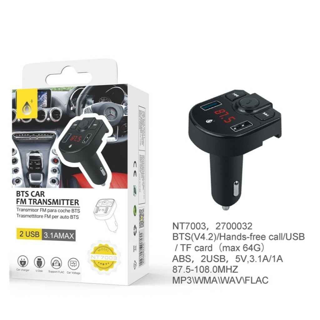 Transmisor FM Bluetooth 5.0 para Coche Cargador USB Enchufe para Auto Carro