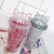 VASO GATITO GLITTER CON BOMBILLA 400ML