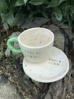 Juego Taza bombe + Plato "todo es posible" - comprar online