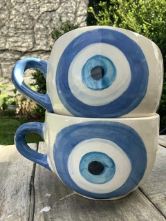 Tazón ojo turco con asa azul